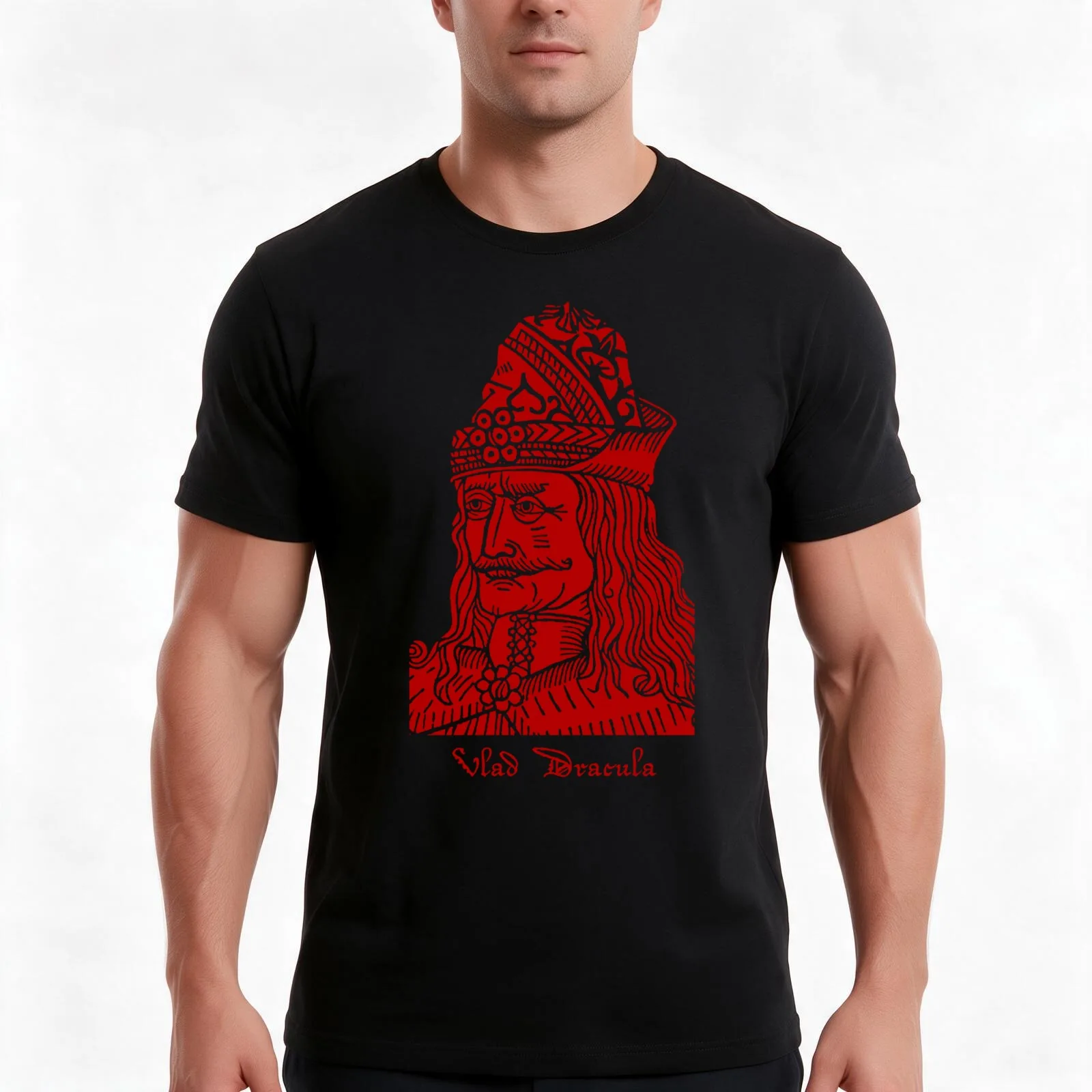 Vlad Dracula Tepes The Impaler Vampire T-Shirt, Summer Casual Cotton Tee, Oversized Streetwear Tops, Vintage Graphic Print