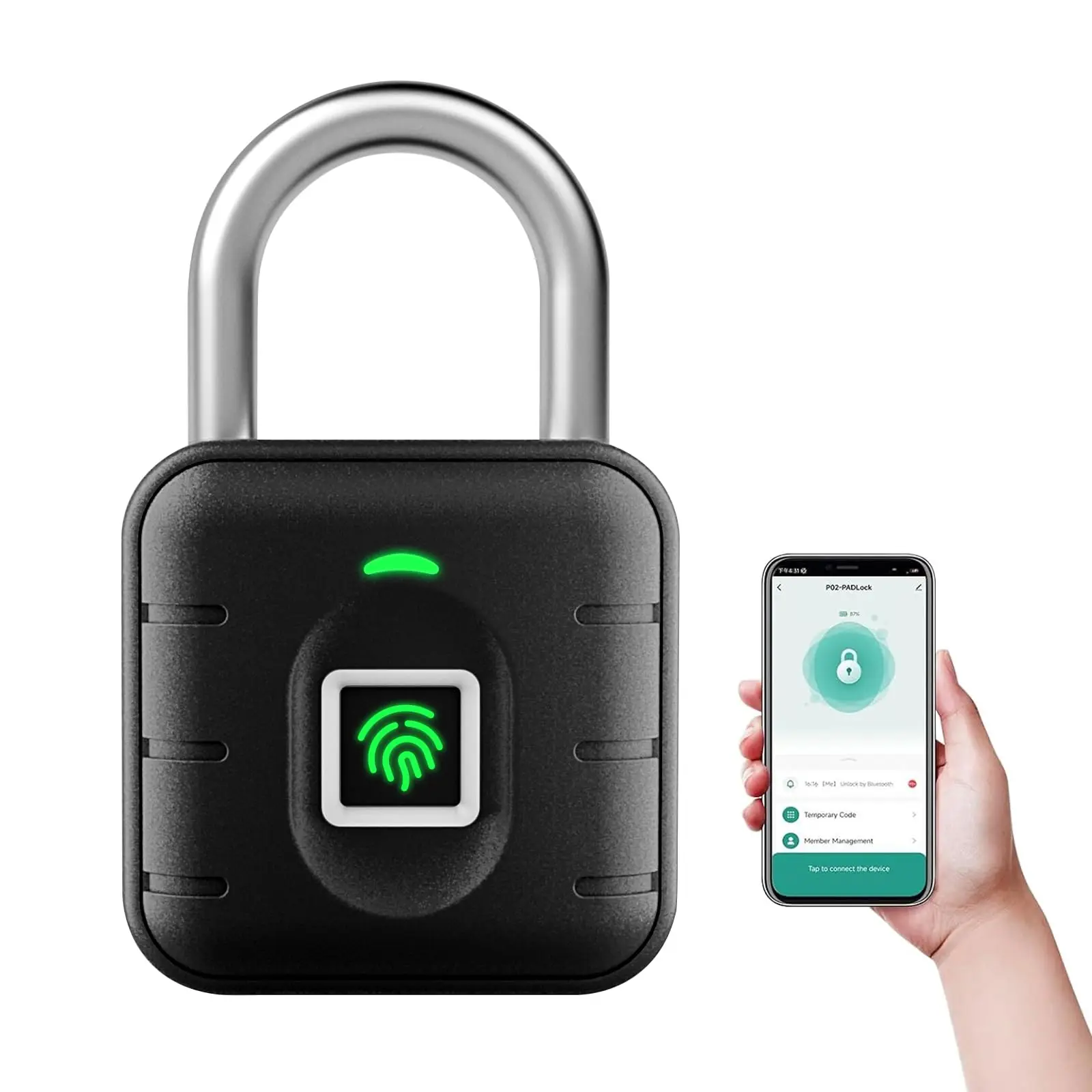 TUYA Unlock Smart Padlock with Keyless Suitable for Luggage Bags Door Fence Unique Touch Smart Electronic Fingerprint Padlock