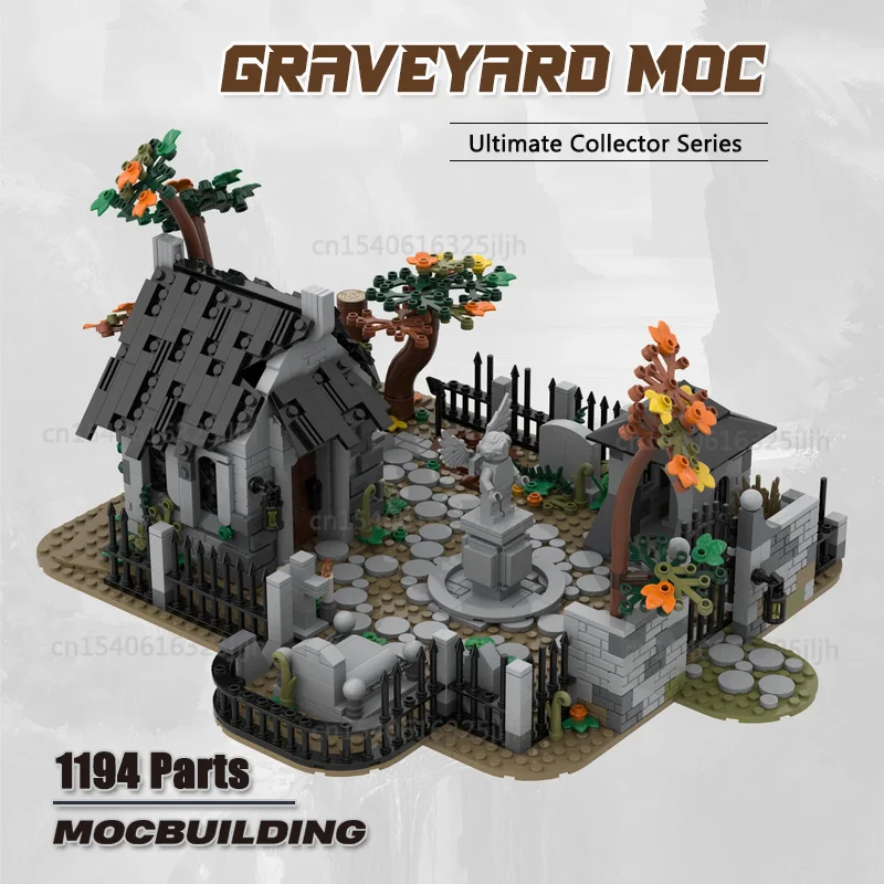 Halloween Toys Graveyard MOC Building Block Tombstone Model DIY Assembly Technology Bricks Haunted Toys For Children Gift