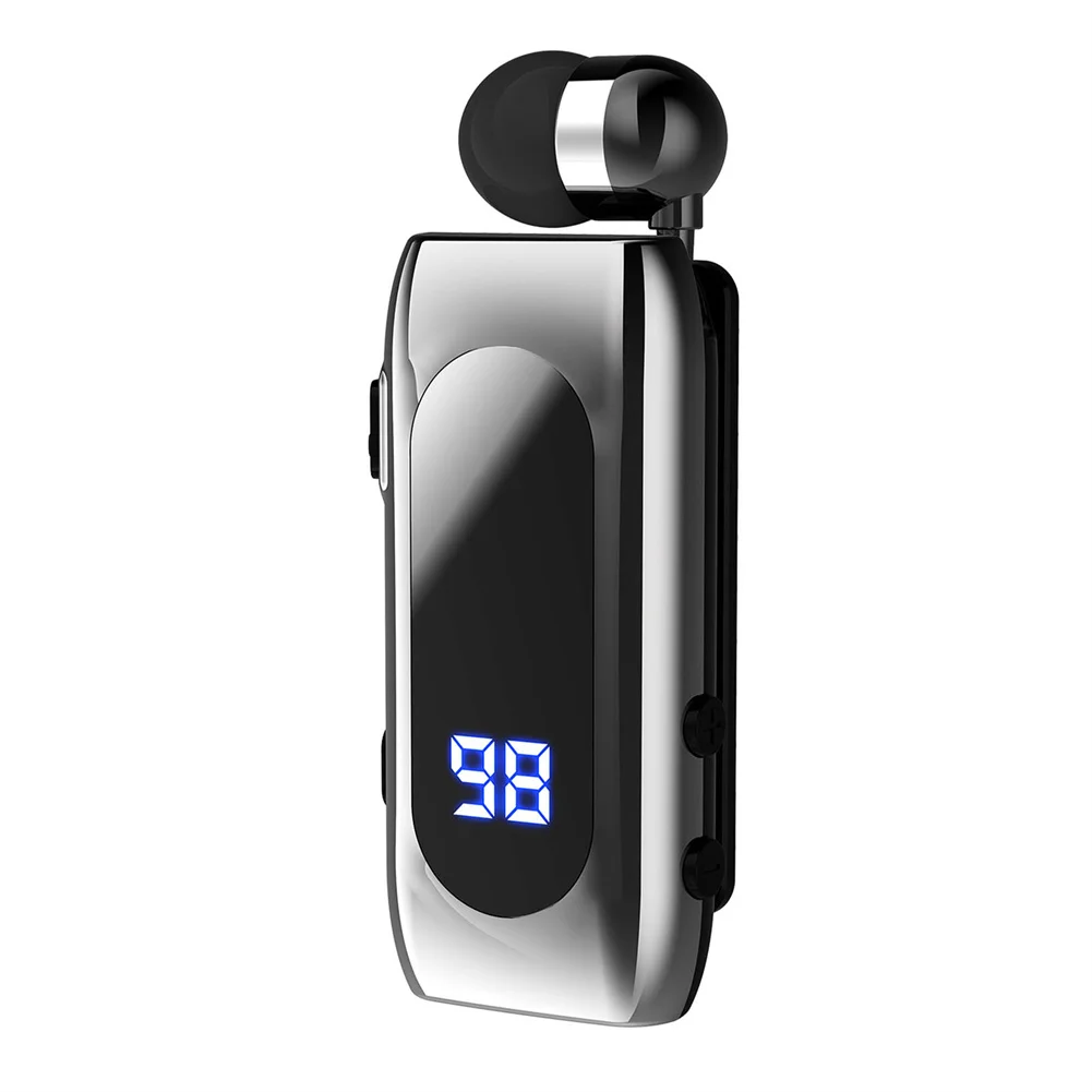 

K55 Mini Wireless Headset Retractable Business Lavalier Earphone LED Digital Display For Sports Workout Driving