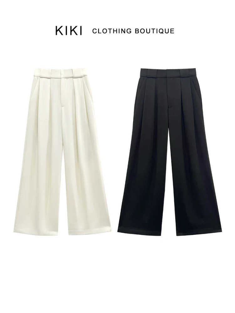 

Kiki High Waist Straight Leg Casual Pants Women's Breathable Thin Formal Trousers Comfortable Loose Fit Long Pants