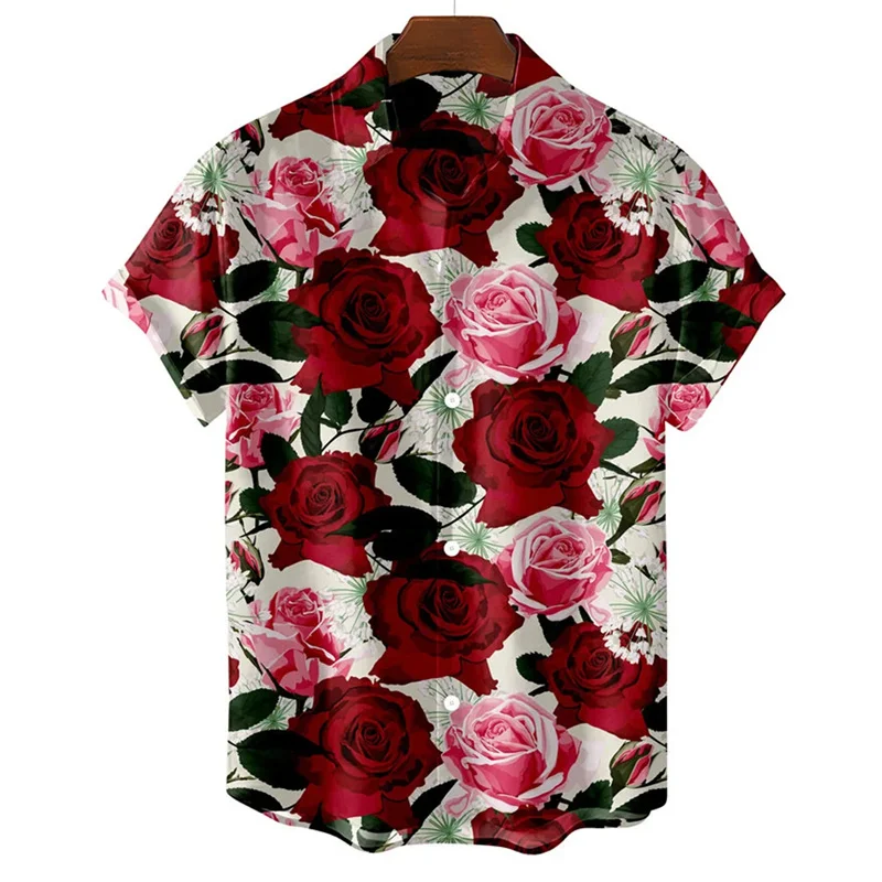 3d Bedrukte Hawaiiaanse Bloemenjurk Blouse Voor Mannen Mode Strandvakantie Street Man Kleding Retro Vintage Harajuku Social Slim Fit