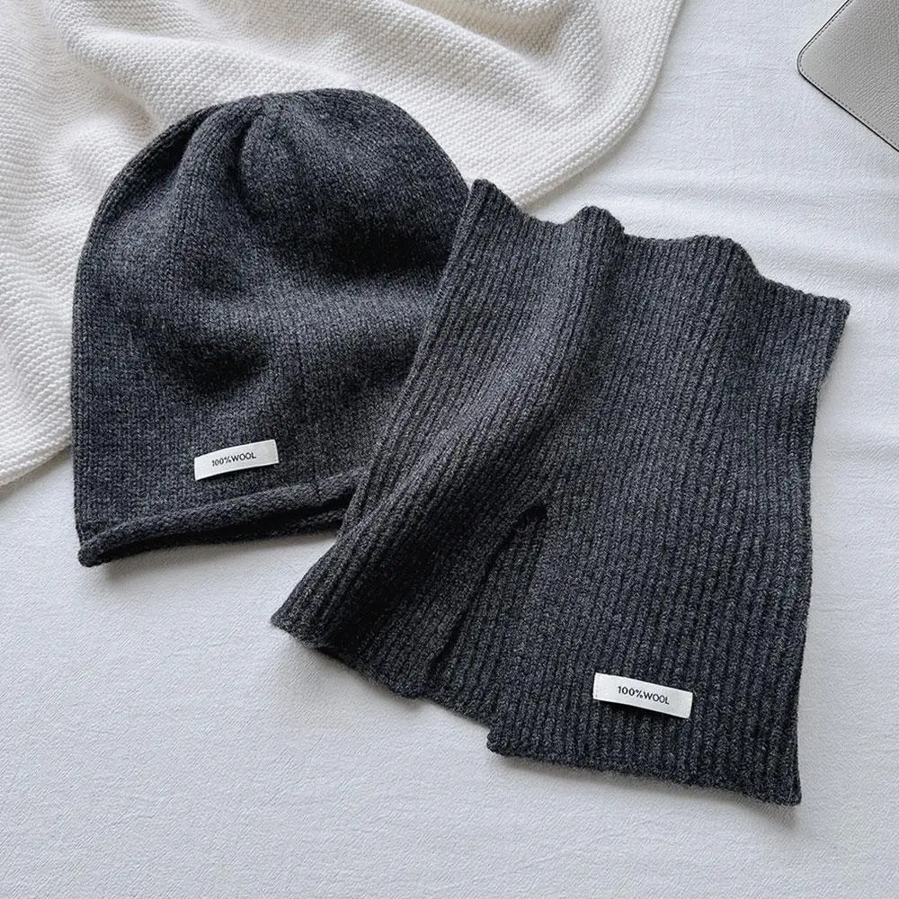 100% الصوف محبوك حلقة وشاح قبعة ووشاح المرأة الشتاء الدافئة الأوشحة قبعة الصلبة الراقية لينة الكشمير الباشمينا طوق وشاح للرقبة #2