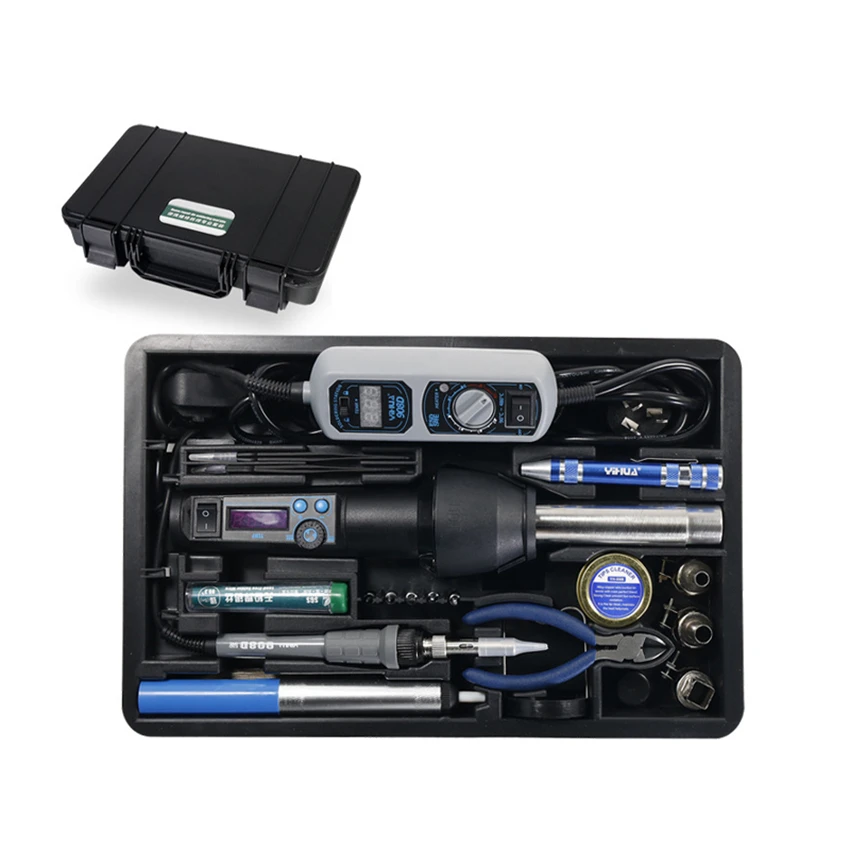 8858-I 908D Portable Solder Tool Set Controlled Temperature Desoldering Pump Soldering Iron For Welding And Repairing