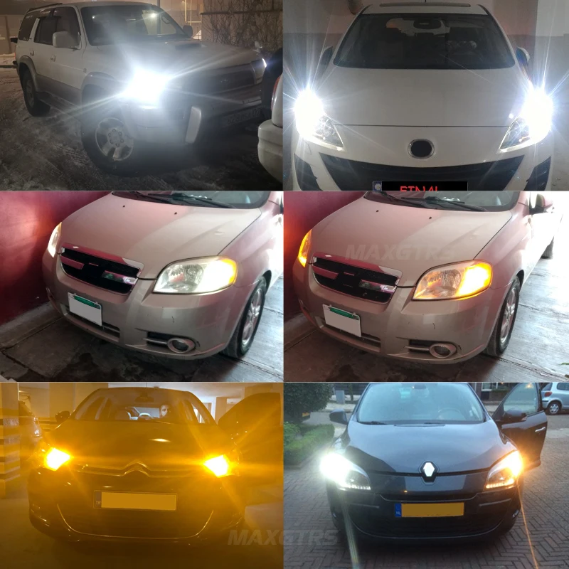 2x T25 3157 3156 P27/7W 1157 7443 W21/5W Dual Color Type White Amber Yellow Switchback LED DRL Turn Signal Parking Light Bulbs