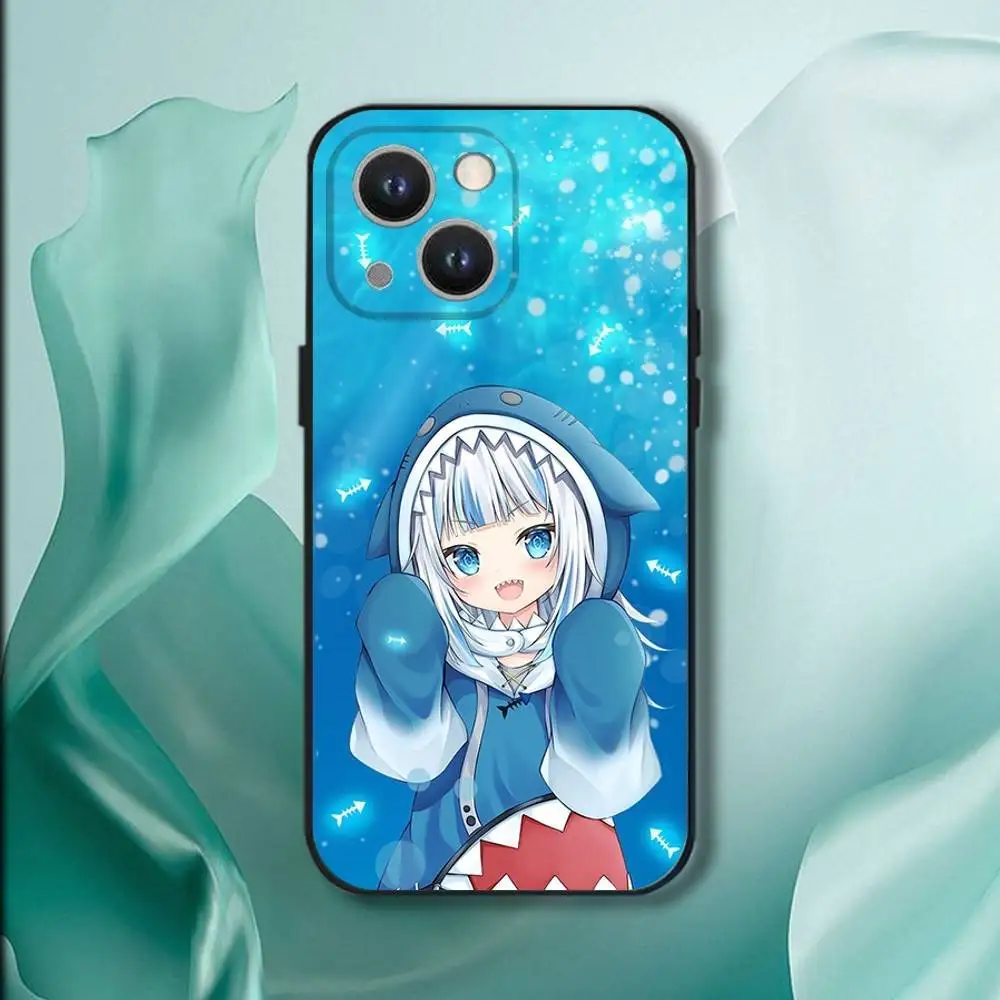 เคสโทรศัพท์ Holive Gawr Gura สำหรับ iPhone 17,16,15,14,13,12,11,Pro,XS,Max,XR,Plus,E,SE4,Mini สีดำแบบนิ่ม