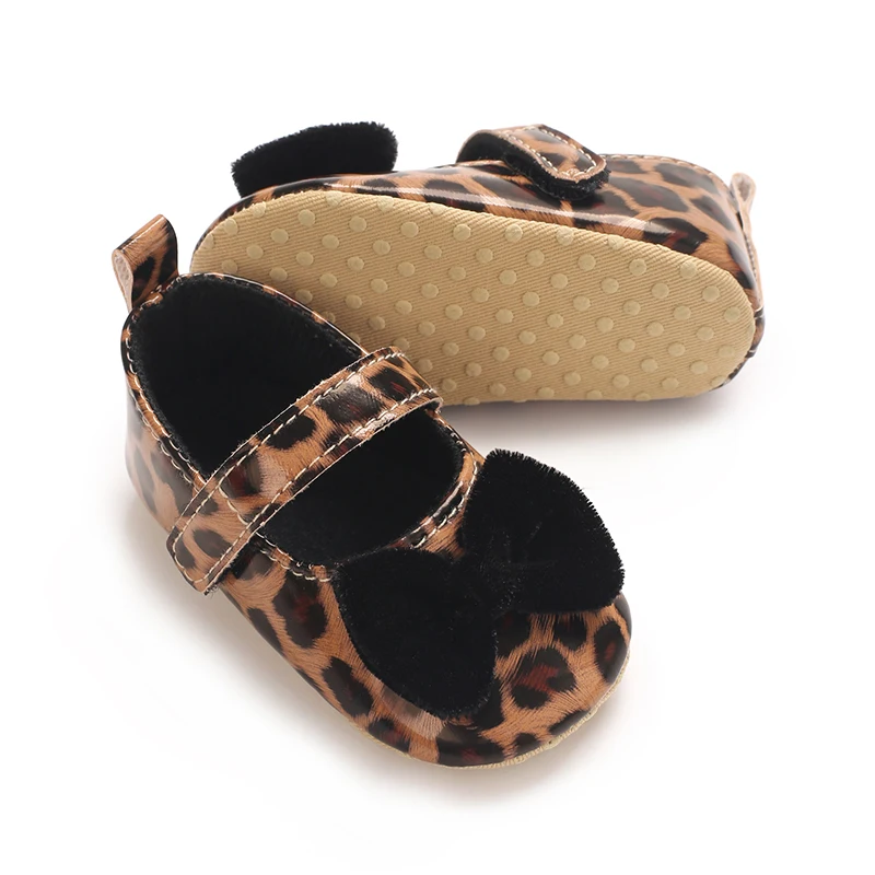 0-18M Baby Walking Shoes Bow Princess Shoes Leopard Print Baby Girl New Soft Sole Anti Slip Small Fragrance Style Princess shoes
