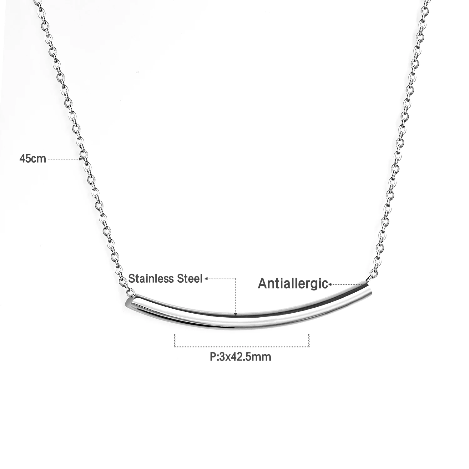 A Minimalist Women'S Smile Necklace Featuring A 316L Stainless Steel Curved Tube Pendant Elegant And Delicate Jewelry view 5