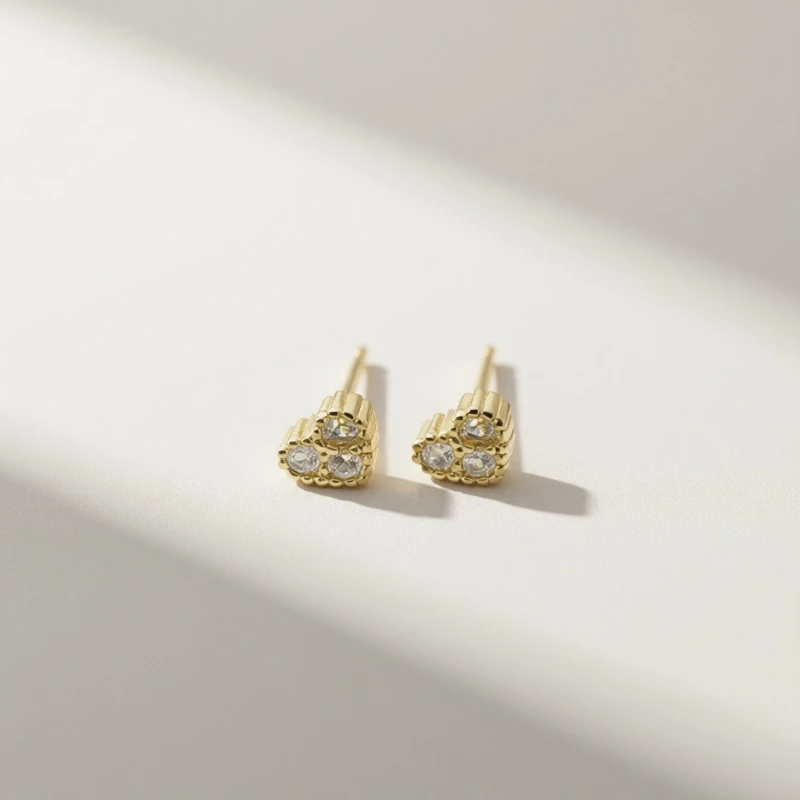 Heart shaped zircon earrings for women, exquisite cluster setting, elegant daily workplace dating party, birthday anniversary