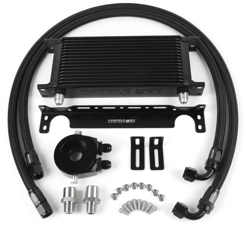 Universal 16-Row Oil Cooler Kit Aluminum Alloy Engine Oil Cooler Kit British Style BB-OCK-704