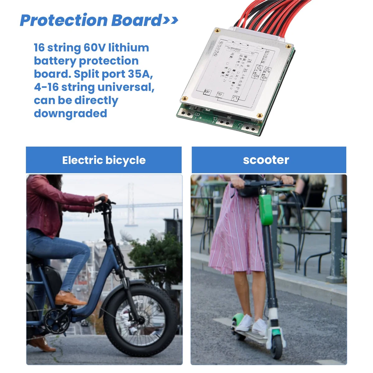 

ADEGBO-Improved 16S 60V 35A Li-Ion Lithium Protection Board with UPS Energy Inverter