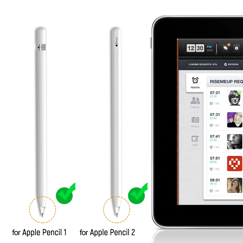 1/2pcs NEW Anti-slip Pencil Tips 4B 2B Replacement Nib For Apple Pencil 1/2 Gen Tips With Silicone Cap More Silent Upgrated Nib