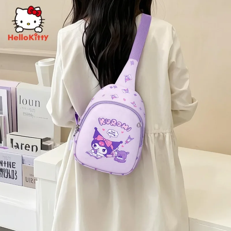 

Новинка 2023 года, детская нагрудная сумка Kuromi, милый мультяшный кошелек через плечо для девочек, модный кошелек, рождественские подарки для детей