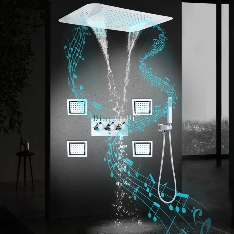 LED shower set into the wall type concealed 580 * 380LED music rain top spray bathroom