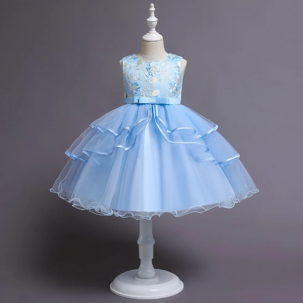 

Girls Party Dresses 5 Colors 100cm-150cm Lace Skirt Children Baby Wedding Performance Elegant Vestidos Ball Gown