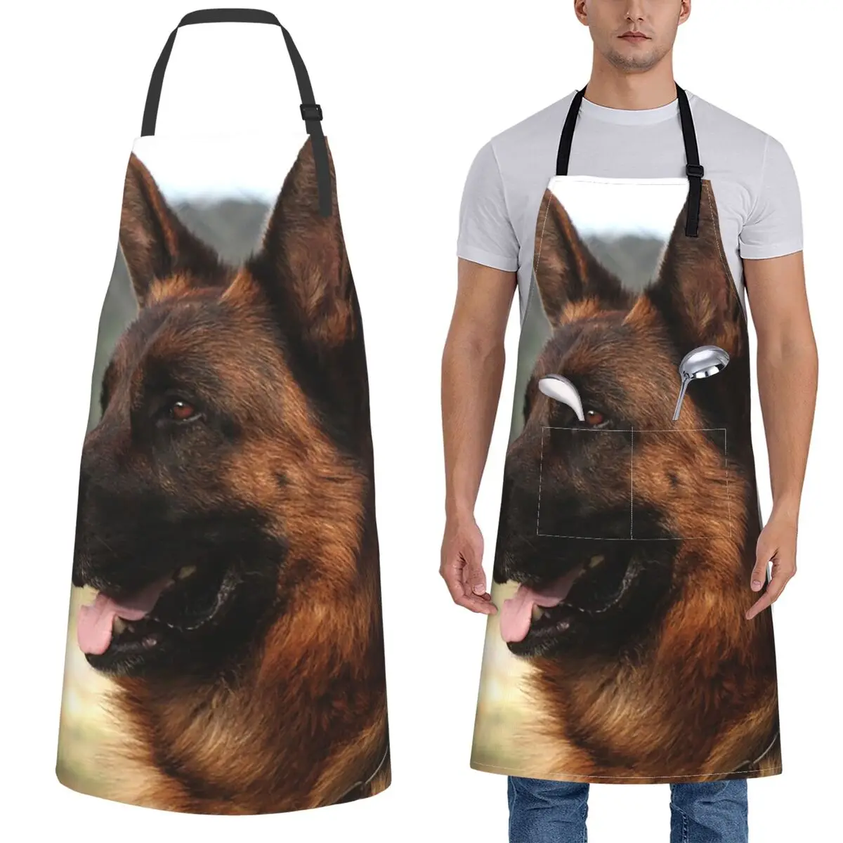صورة كلب الراعي الألماني الناضج مريلة الشيف الطبخ الخبز Tablier بلا أكمام مريلة المطبخ بينافور للنساء الرجال البستنة #1