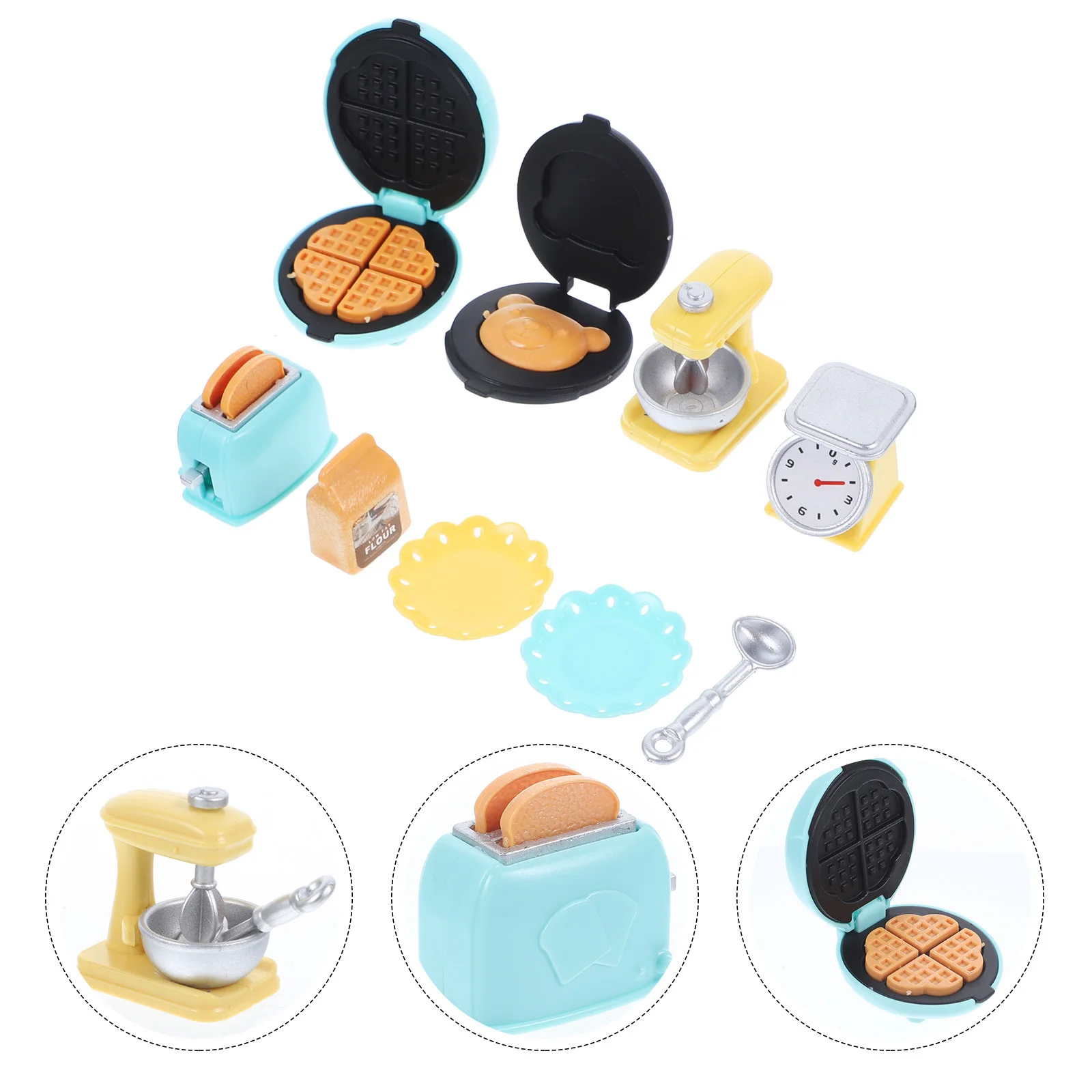 1Set Mini Kitchenware Baking Set Realistic Blender Toaster Simulation Home Accessory Miniature Room Decoration