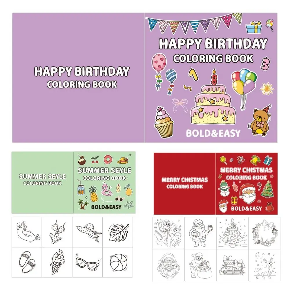 Handmade Happy Birthday Coloring Book Safe-to-Use Creative Watercolor Painting Book DIY Interesting Gouache Graffiti Book