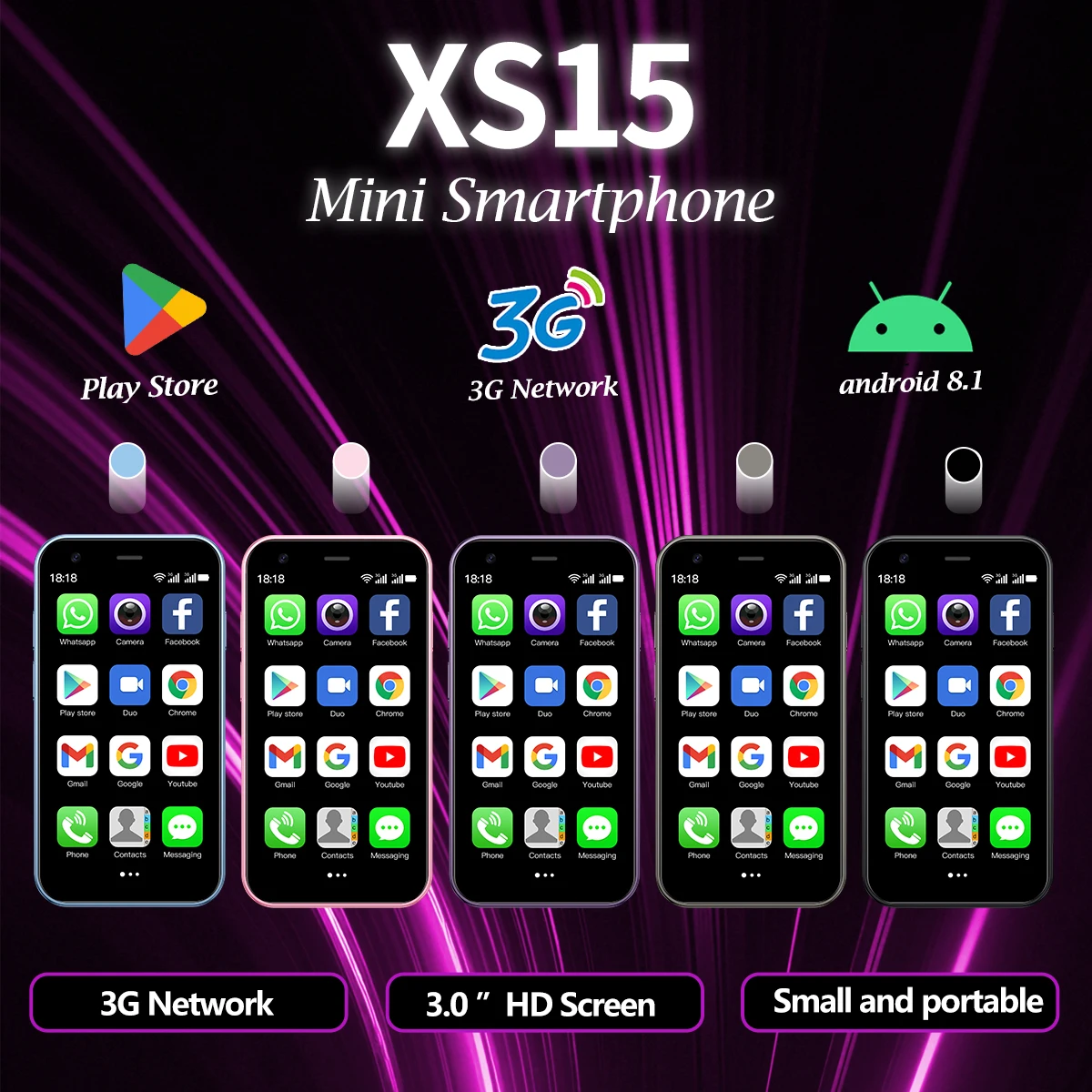 هاتف محمول احتياطي ذكي صغير الحجم يمكن للوصول إلى نظام Android المحمول للسفر عبر الإنترنت، وضع الاستعداد المزدوج بشريحتين