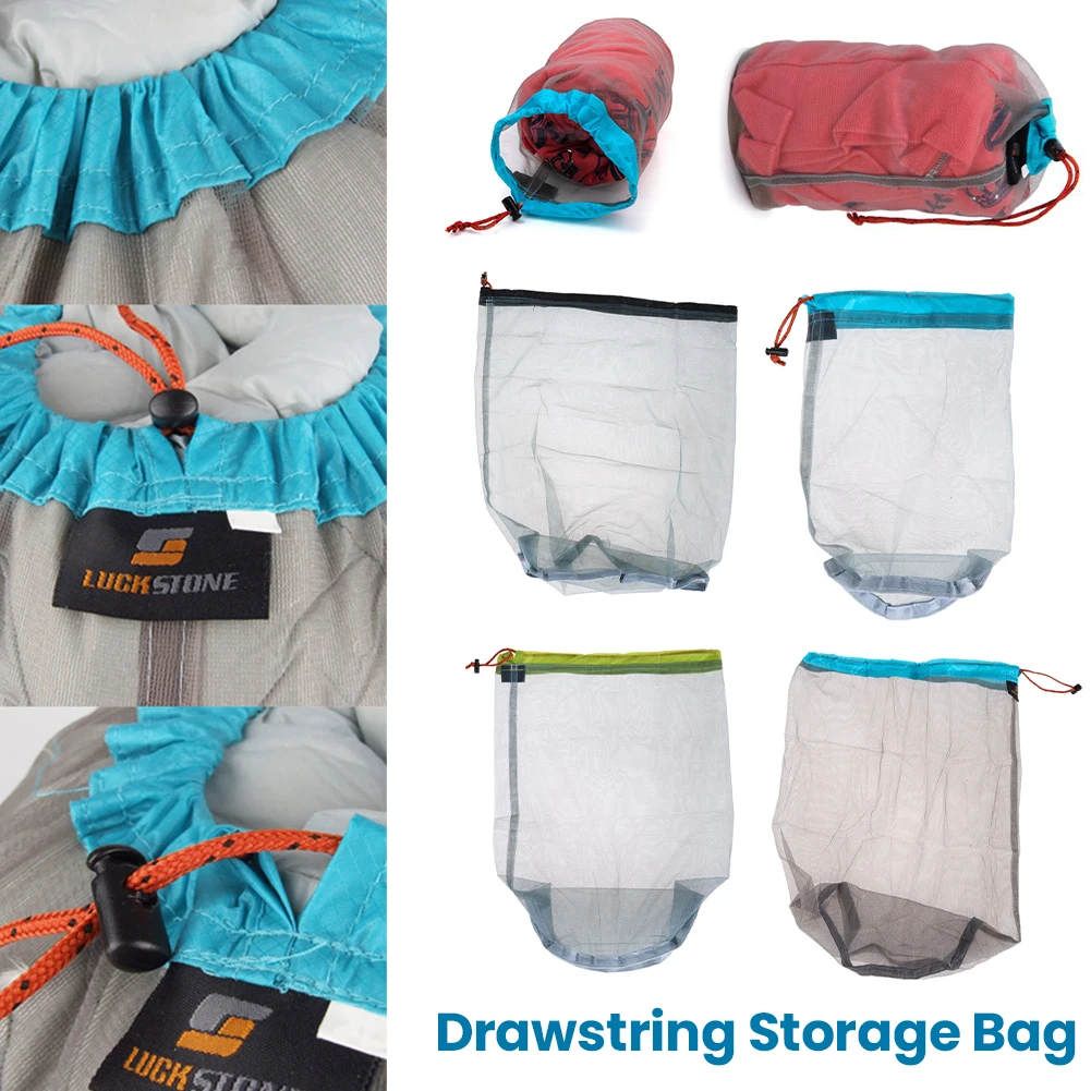 Ultralight Nylon Mesh Sleeping Bag Sacks Ultralight Nylon Mesh Bags Mesh Laundry Bag Laundry Outdoor Bag for Travelling Hiking