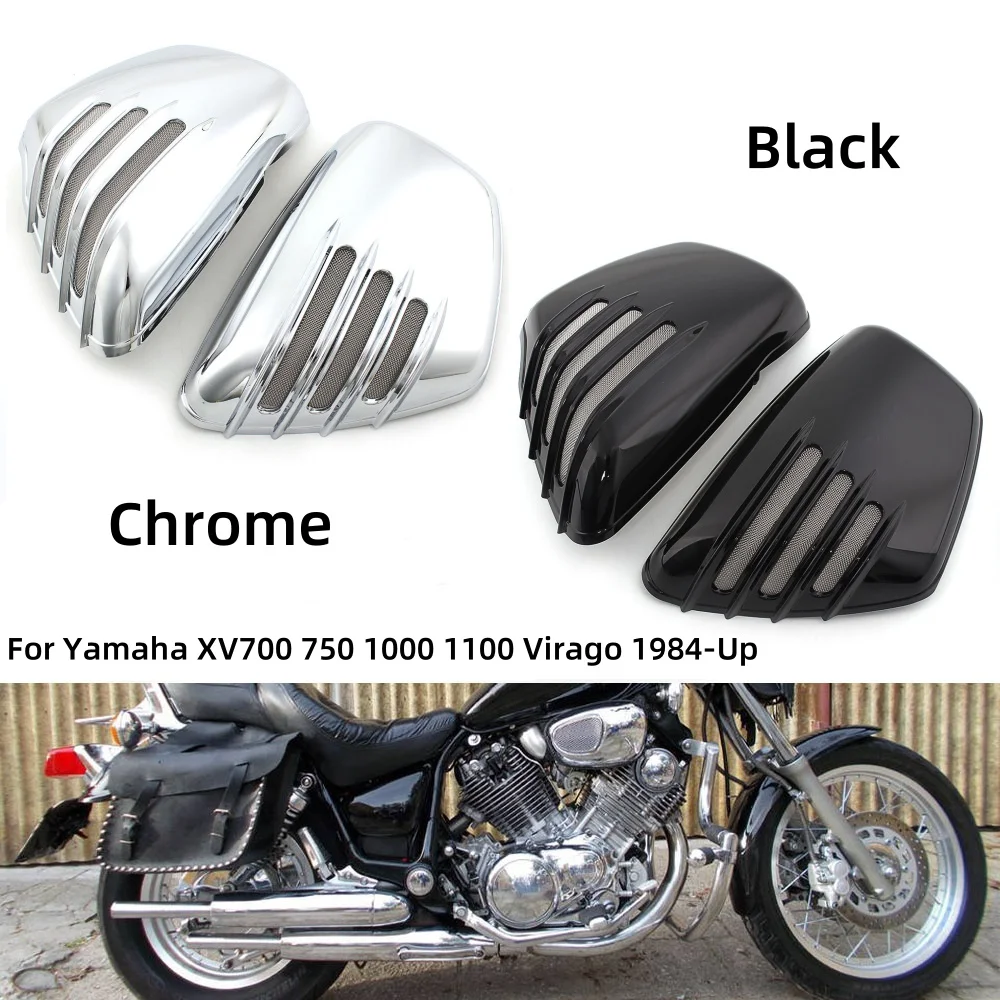 Chrome Black Battery Side Fairing Cover ABS Protector Covers Motorcycle Accessory For Yamaha XV700 750 1000 1100 Virago 1984-Up+