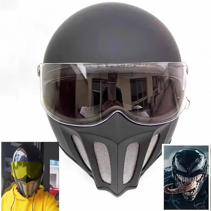 

MEKKCENS Fiberglass Retro Small Helmet Body Electric Vehicle Detachable All-season Full-face Helmet