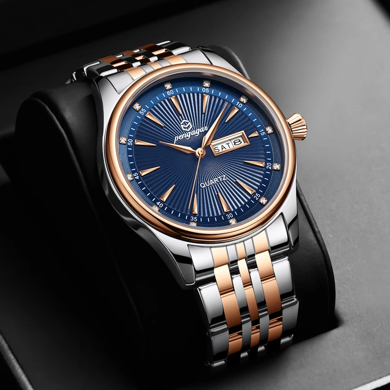 

PENGAGAR Luxury Watches For Men Stainless Steel Waterpro Of Luminous Man Watch Date Week Fashion Casual Men's Quartz Watch Relo