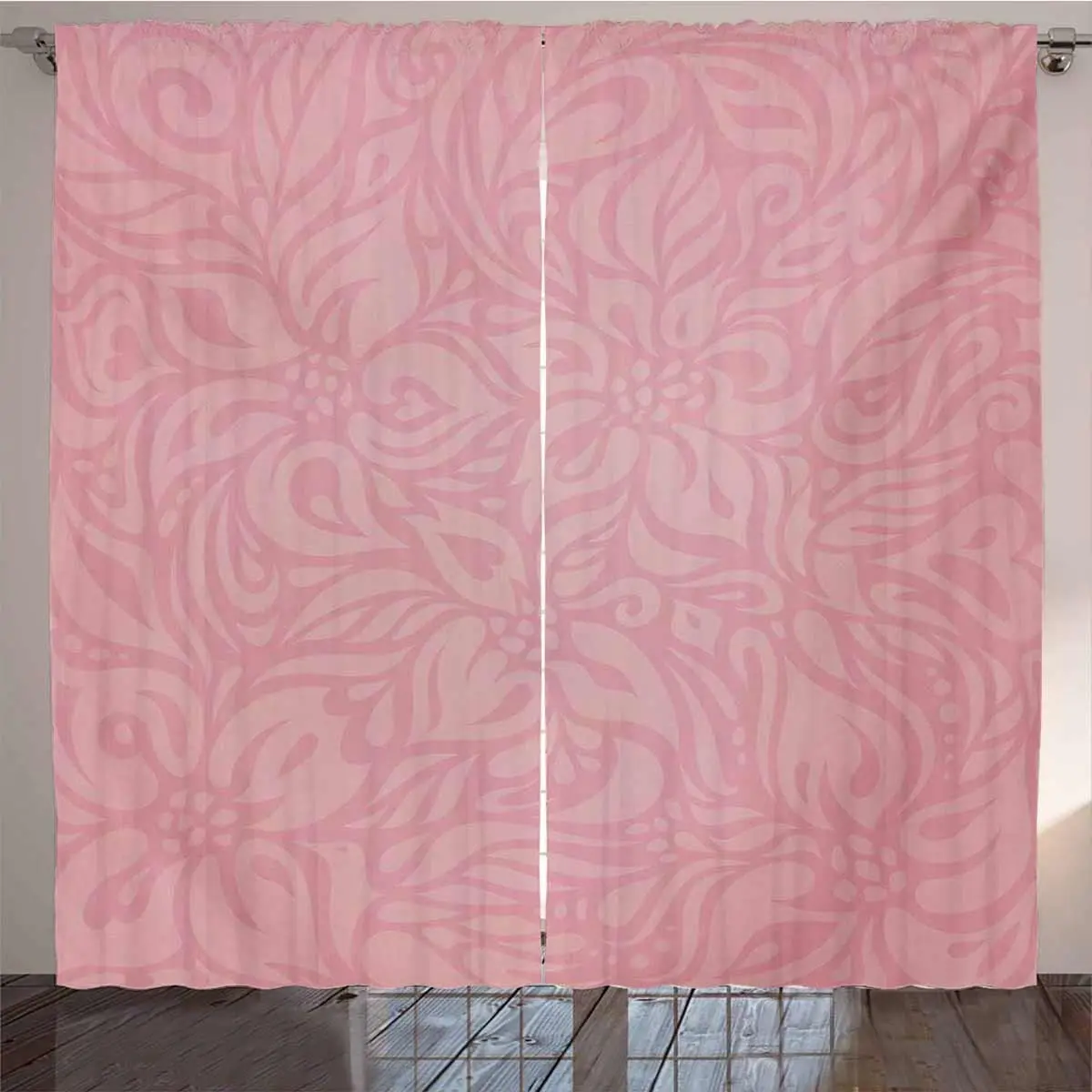 Pale Pink Blackout Curtains 3D Print Window Curtains for Bedroom Living Room Decor Window Treatments