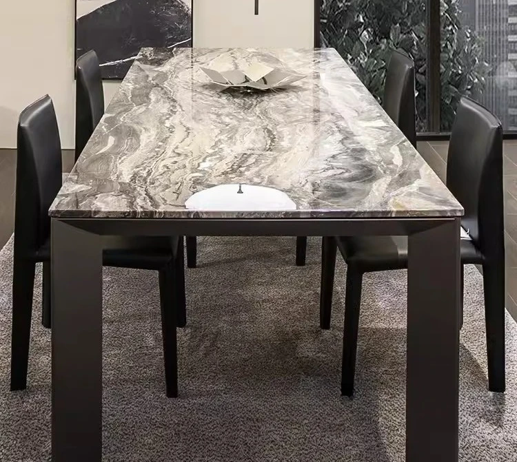 โต๊ะรับประทานอาหารหินอ่อนทรงสี่เหลี่ยมผืนผ้า โต๊ะรับประทานอาหารหินธรรมชาติหรูหราสไตล์อิตาเลียนที่เรียบง่ายทันสมัย