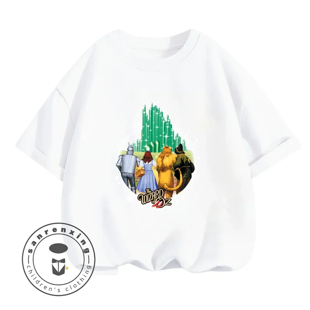 Avventure in maglie morbide t-shirt mago di Oz per ragazzi e ragazze estate 2024 edizione con simpatiche illustrazioni di cartoni animati che