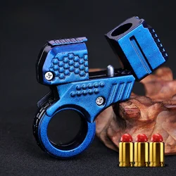 Csnoobs Mini Alloy Ring Pistol Model Shell Throwing Soft Bullet Toy Gun Golden Finger Blaster Decompression Toys For Boys Adults