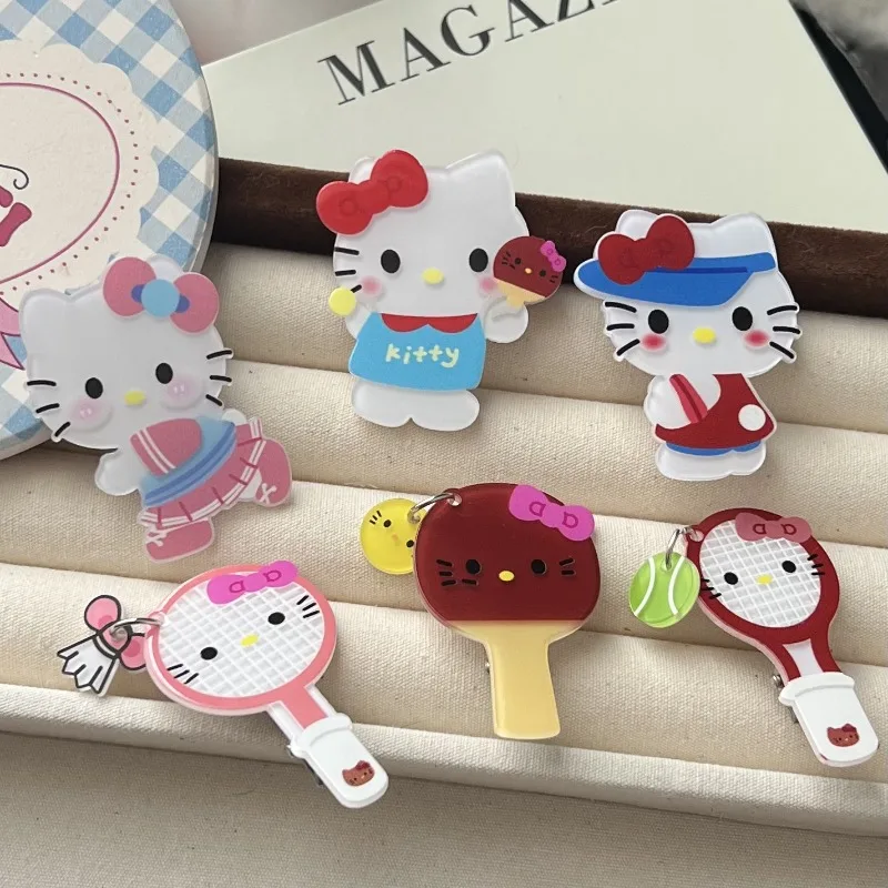 

Kawaii Hello Kitty Hair Clip Cute Cartoon Pendant Racket Versatile Bangs Side Card Travel Women Supplies Student Gift Wholesale