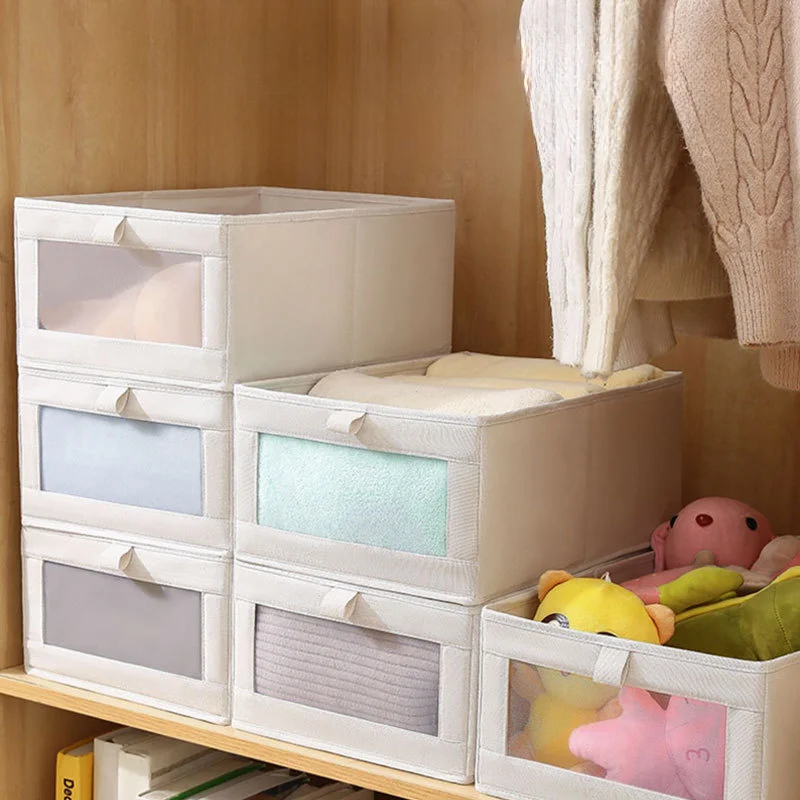 

3pcs/1pc Visual Window Drawer Style Clothing Storage Box, Office Storage Box, Document Storage Box, Foldable Organizing Box