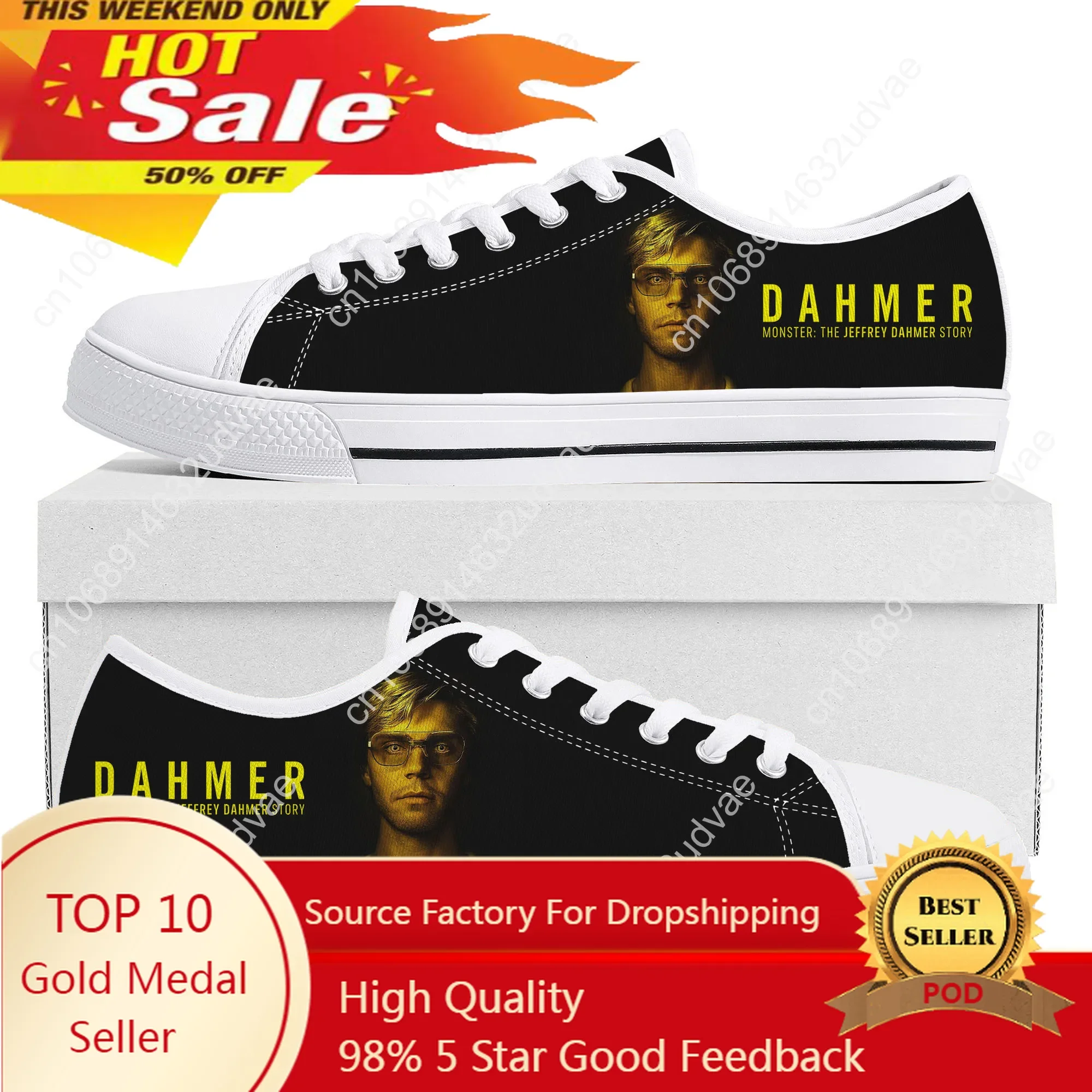 Jeffrey Dahmer Low Top Sneakers Mens Womens Teenager High Quality Monster-Serial Killer Canvas Sneaker Casual Shoes Custom Shoe