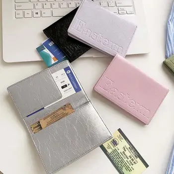 Couro do plutônio prata titular do passaporte carta avião check-in certificado saco de armazenamento caso de cartão multifuncional clipe de passaporte