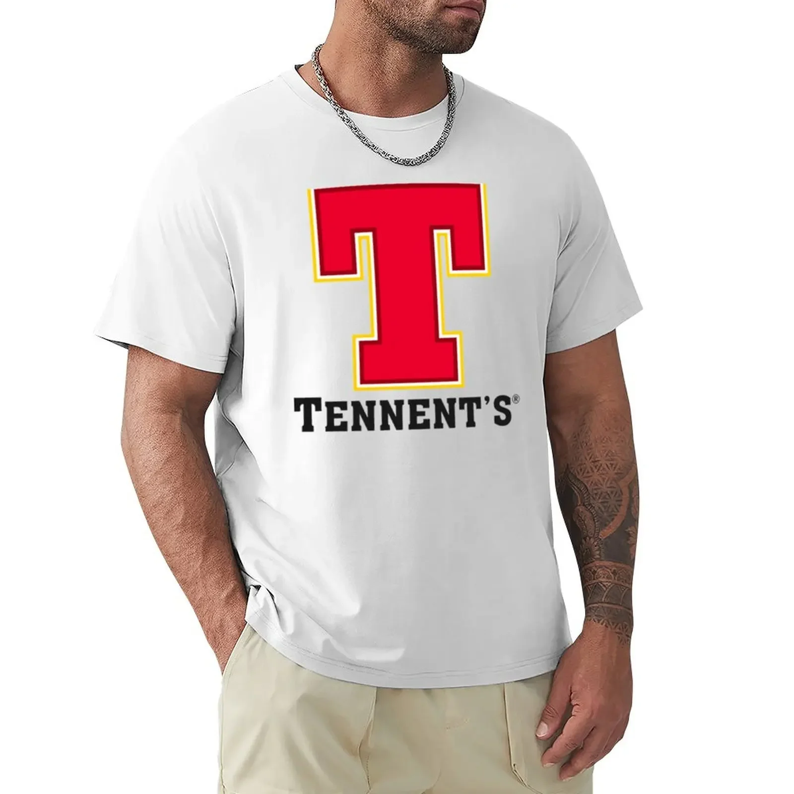 Tennent Lager T-Shirt aesthetic clothes sweat T-shirts for men cotton