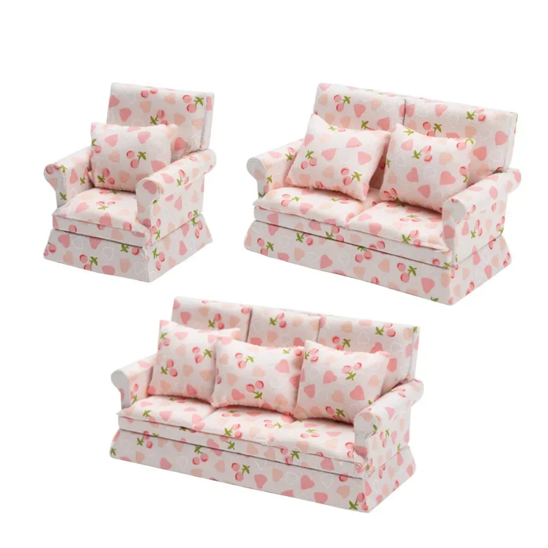 

New Furniture Toy House Wooden Sofa Cushion Armchair Pillow Kit 1:12 Mini Doll House Furniture Sofa