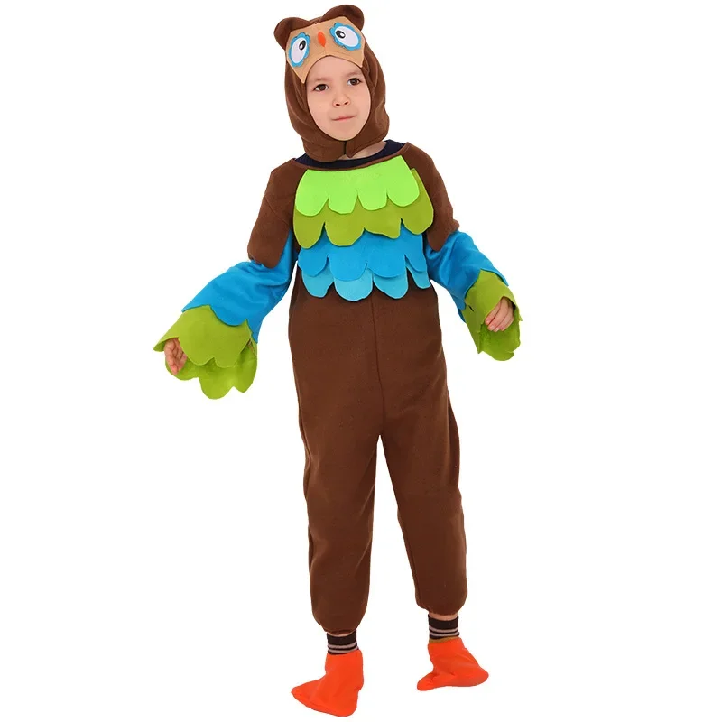 Tier Braunbär/Eule/Tiger Bodysuit Cosplay Kostüm für Kinder Jungen Mädchen Halloween Party Bühne Performance Overalls c50m104