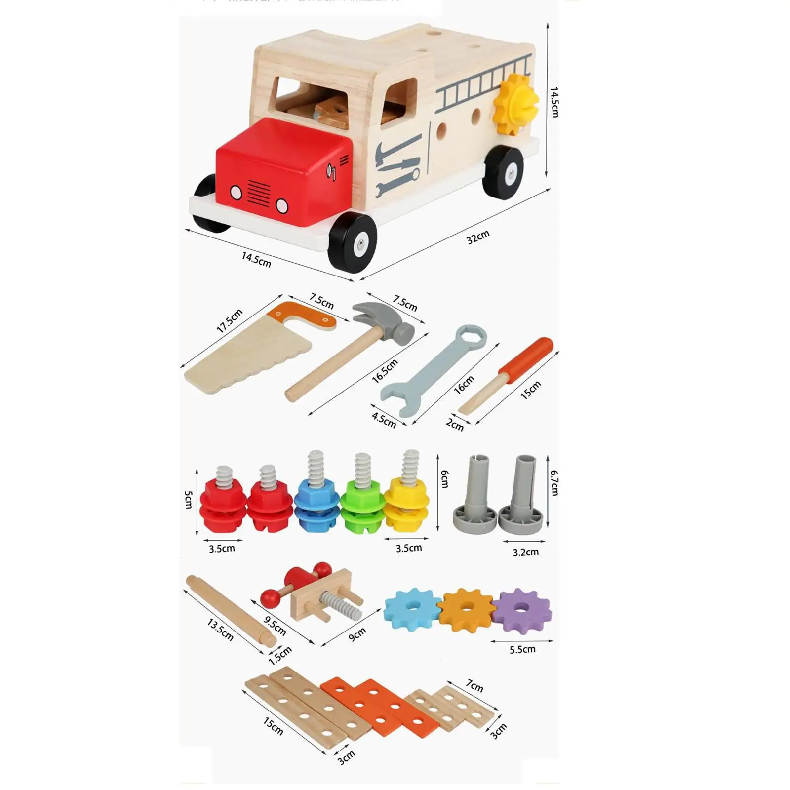 Wood Kids Tool Set Construction Toy Creative Role Play Combination Disassembly