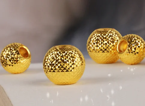 

new arrival 24k pure gold beads shiny bead pieapple beads 999 real gold balls gold spaceres