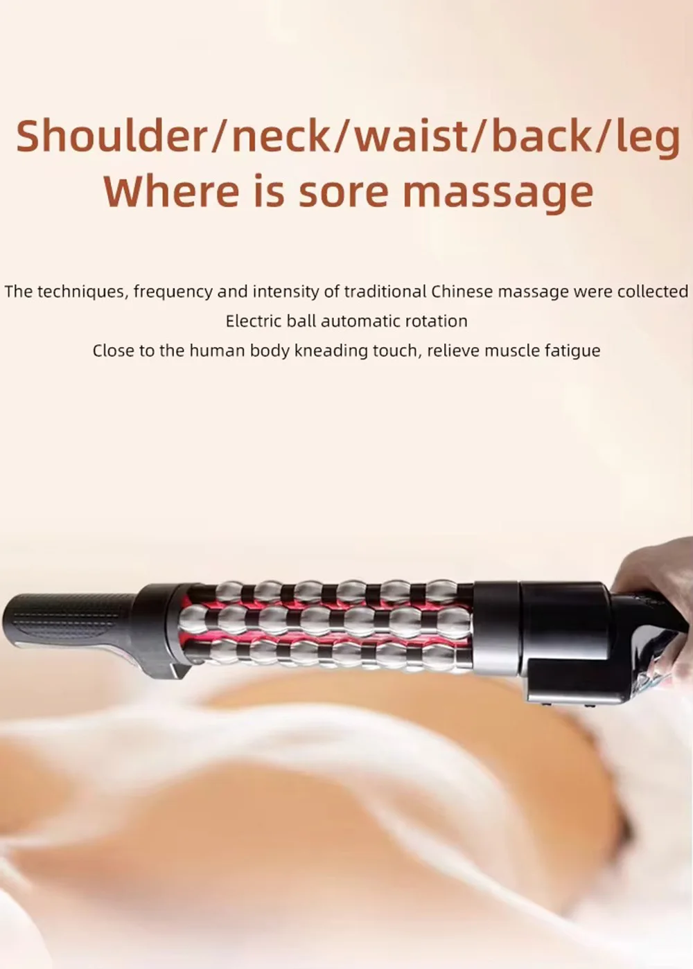 Beheizter Massageroller mit rotem Licht, elektrisches rotierendes Körpermassagegerät zur Gewichtsreduktion, Muskelentspannung, Anti-Cellulite, Heimgebrauch – Detail 7