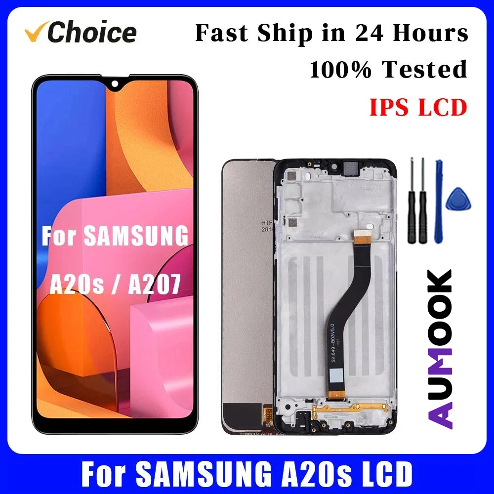 for SAMSUNG A20s IPS LCD Display Touch Screen Digitizer for Samsung SM-A207F SM-A207M SM-A2070 With Frame LCD