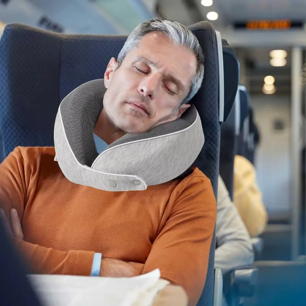 

Portable Breathable Fabric U-shaped Pillow Slow Rebound With Storage Bag Neck Pillow Foldable Headrest Business