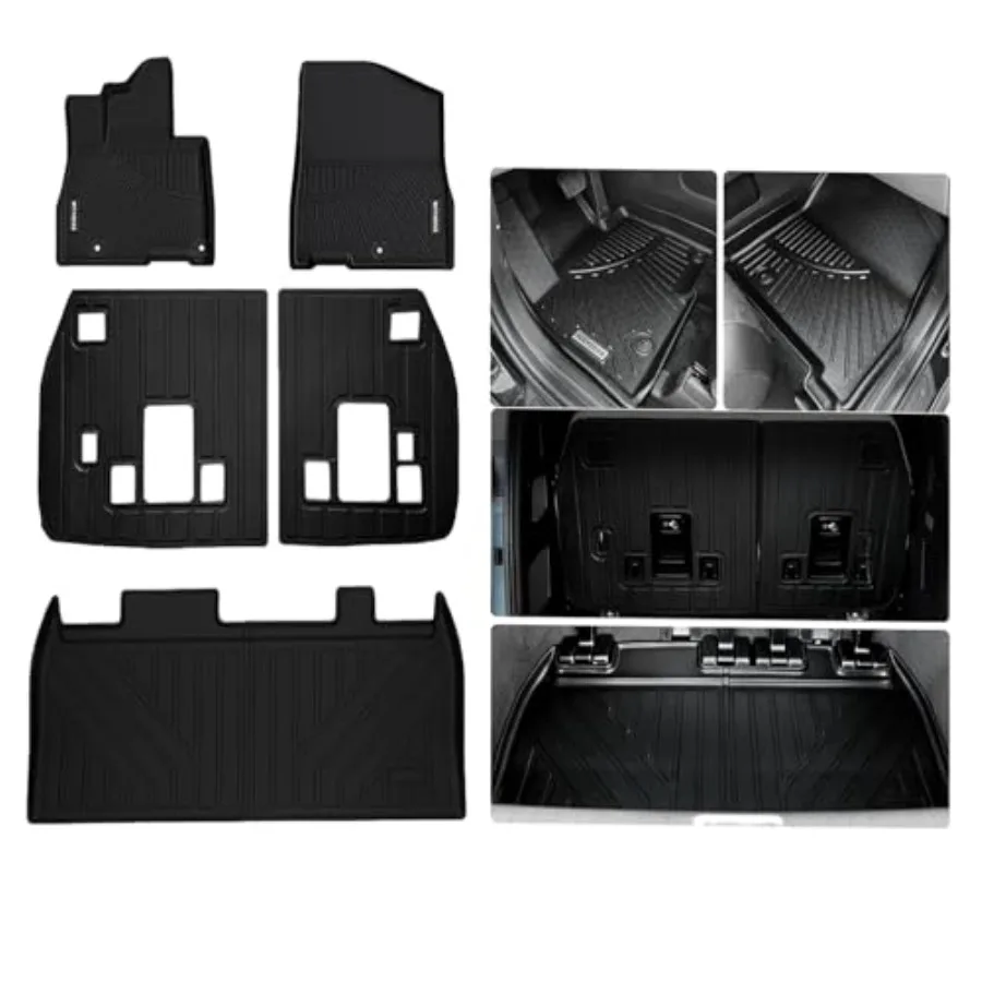 

Коврики для пола автомобиля KIA Carnival 2025-2026 (7 и 8 мест) с ковриком в багажник и защитой спинок сидений, TPE, всепогодная защита