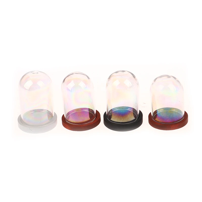 Dollhouse Miniature Dome Glass Cover Cake Mini Flower Display Cloche Bell Jar Hood Immortal Plantplate Dessert Base Holder Box