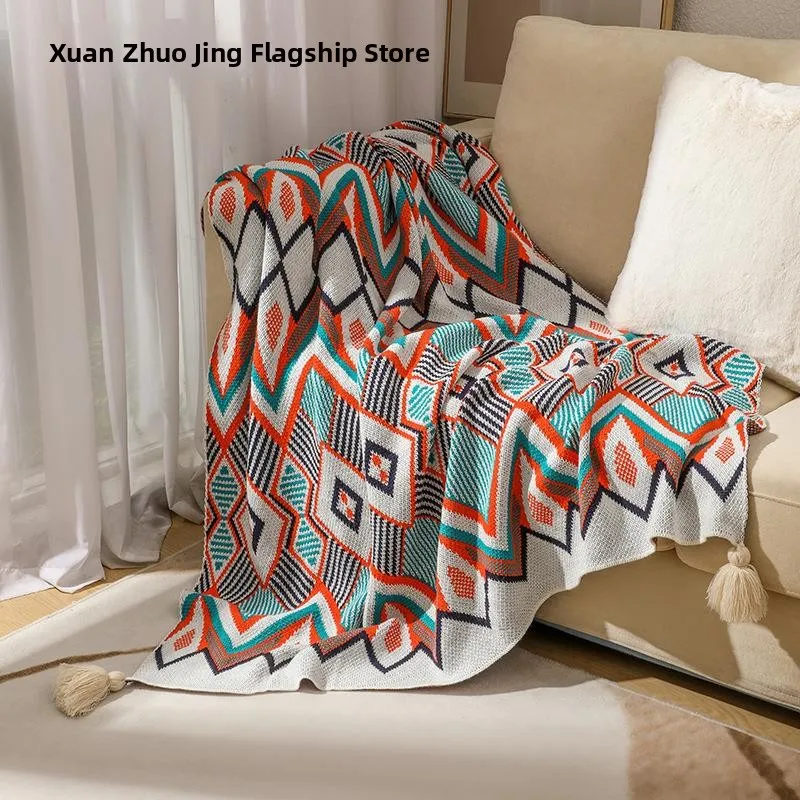 

Богемное покрывало для дивана, плед для кондиционера, универсальное всесезонное одеяло для сна, декоративное одеяло в этническом стиле для изножья кровати