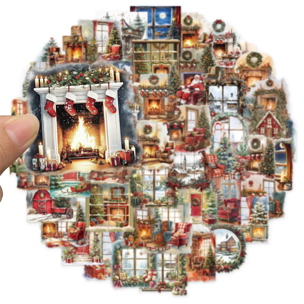 50 قطعة من ملصقات الموقد ذات المشهد المائي لعيد الميلاد، مجموعة ملصقات ممتعة DIY كتيب ديكور لعبة الكمبيوتر المحمول والكمبيوتر اللوحي #2
