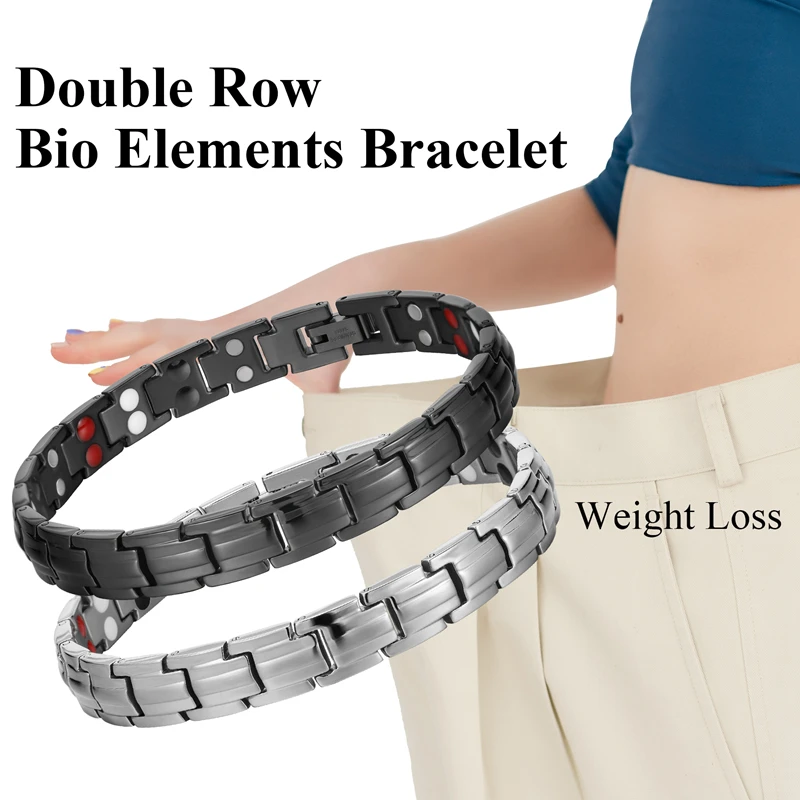 Double Row Bio Elemants Weight Loss Energy Magnetic Bracelet for Men Women Anti-Fatigue Arthritis Pain Relief Health Care Bangle