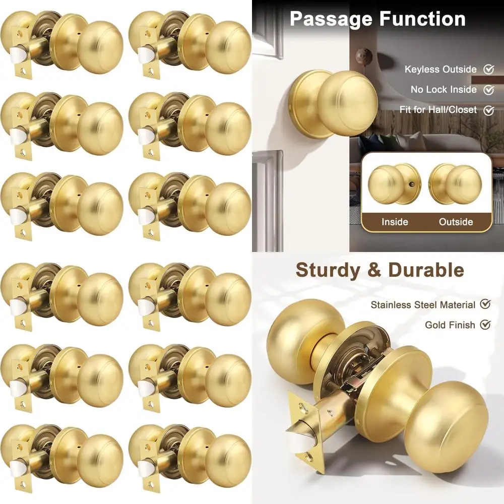 

Золотая ручка двери прохода, внутренний замок без ключа, дверная ручка без блокировки для прихожей/шкафа