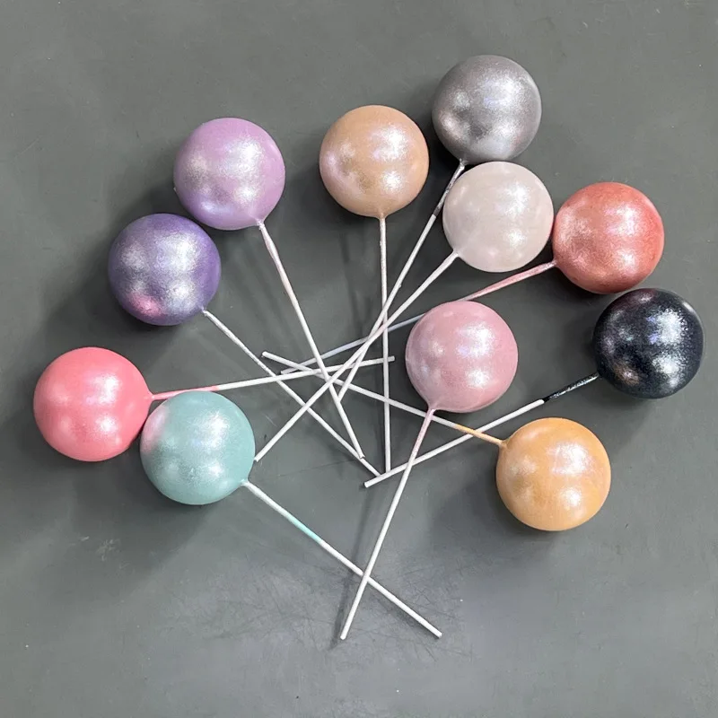 Bolas de colores para pastel de 20 piezas, adornos de espuma de Metal de 2-4cm, bola blanca y negra para niños, decoraciones para tartas de fiesta